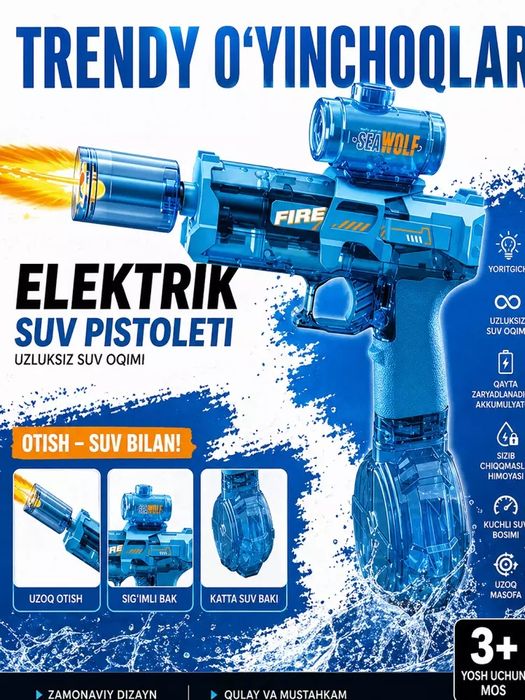 Bolalarga iliktir suv tupponchasi akumliyatorli  let efekti