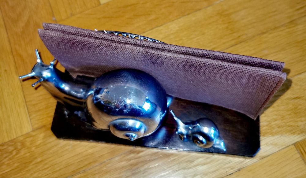 Антикварен арт деко хромиран метален държач поставка прибори за охлюви