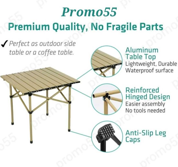 Преносима Сгъваема Маса в Калъф Три Размера за Къмпинг, Пикник,Барбекю