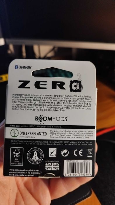 Boxa Portabila Wireless Mini, Waterproof, BoomPods ZERO