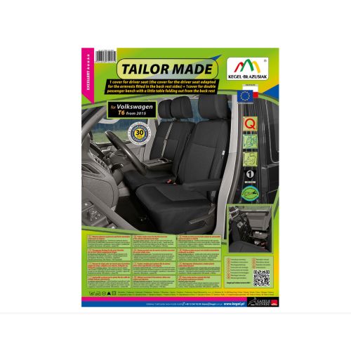 Husa scaune 1+2, pentru VW T6 din 2015, rabatabila
