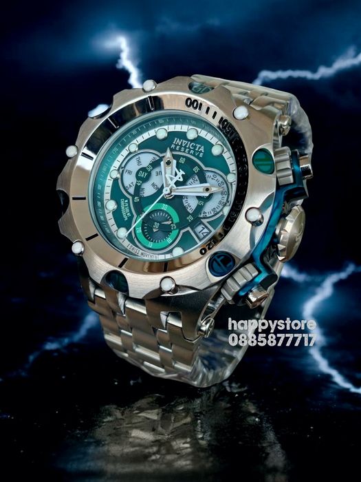 INVICTA Venom Reserve Silver green dial 54 mm, Инвикта нов часовник