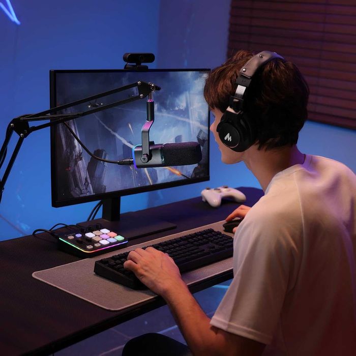 Гейминг микрофон RGB комплект с рамо MAONO PD100XS USB/XLR - Чисто нов