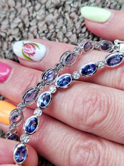 bratara platina PT950 cu tanzanit diamant tanzanite si diamante aur