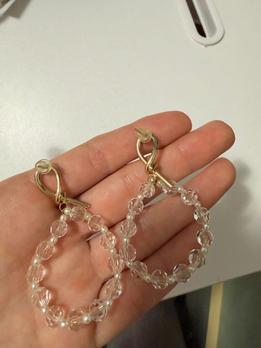 Обеци златни перла