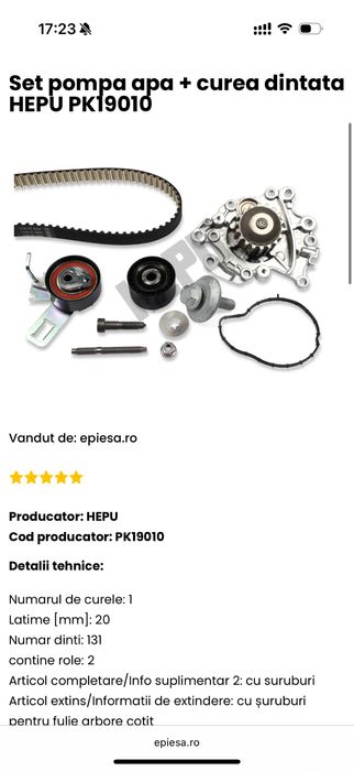 Set distributie Hepu, Peugeot 308, PK19010