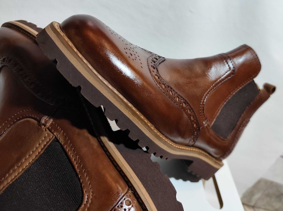 Ghete chelsea 40.5 41 brogue Lavoratione Artigianale piele naturala