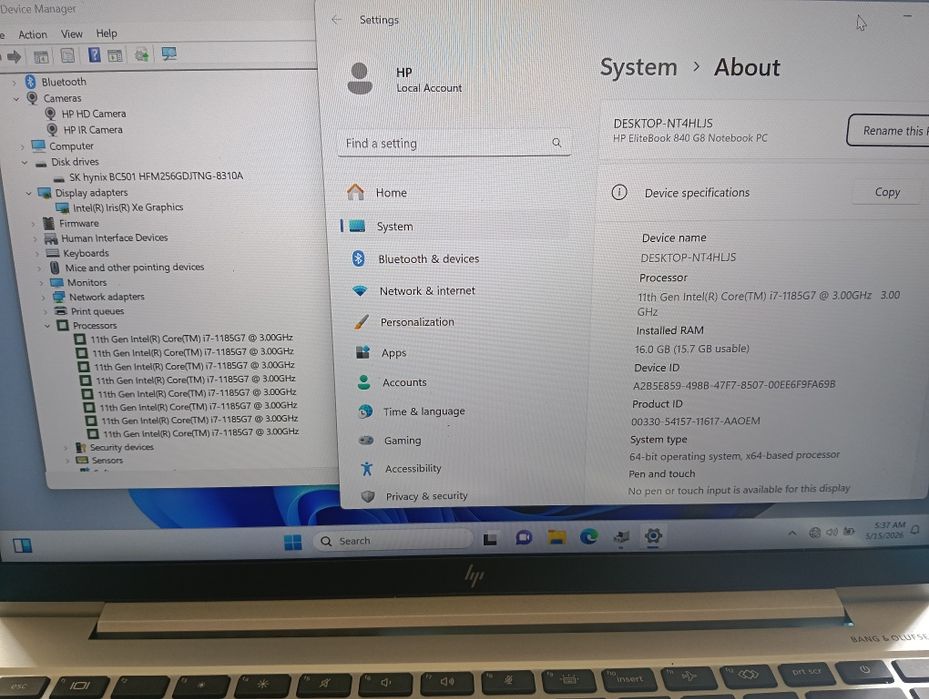 Hp elitebook 840 g8 i7 gen 11 cu 16gb ram