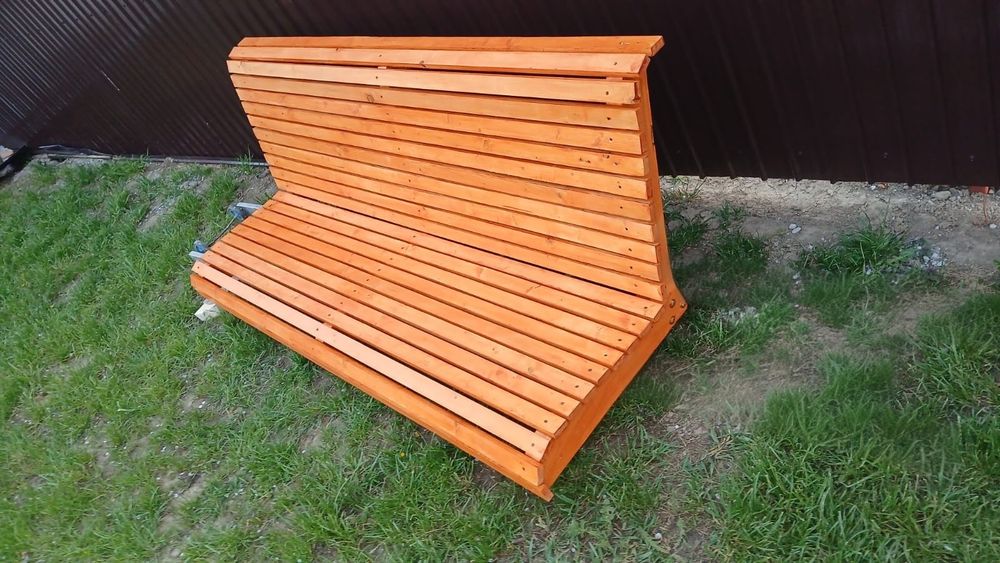 Bancă lemn masiv 2m – model modern, ideală pentru leagăn sau grădină