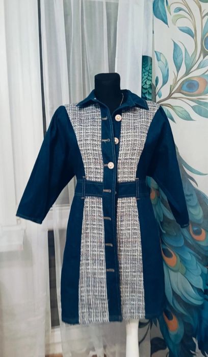 Rochie denim si tweed marca River Island M