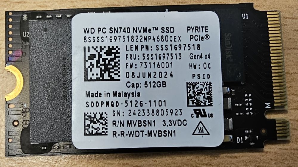 Ssd Western Digital M.2 NVME PCIE 512GB 2242