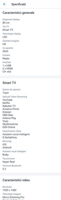 Televizor Samsung Smart Nou 80cm seria 32H5002