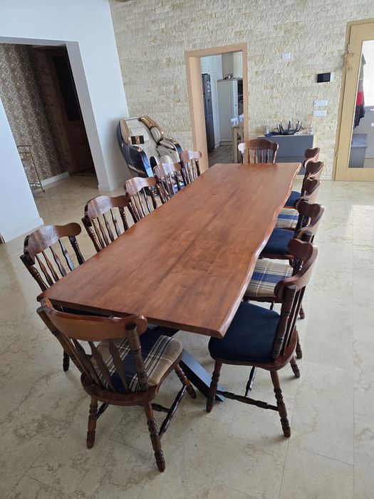 12 scaune din lemn masiv, stil clasic – 6+6 cu tapițerii diferite