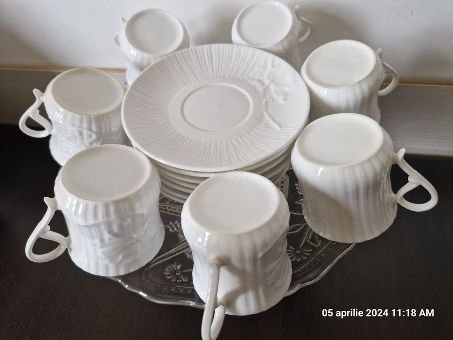 Set căni cafea portelan alb
