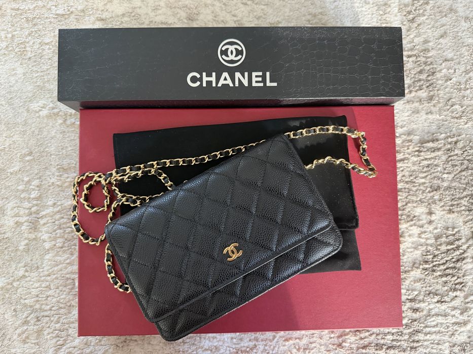Chanel Wallet On Chain Timeless Classique Black Leather Crossbody Bag