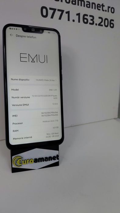 Telefon mobil Huawei Mate 20 Lite, Dual SIM, 64GB, 4G, Albastru -G-