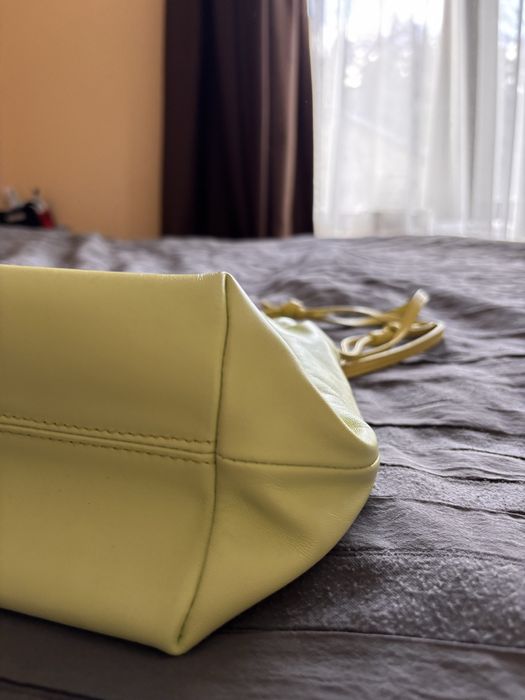 Кожена чанта Zarena June в цвят лайм