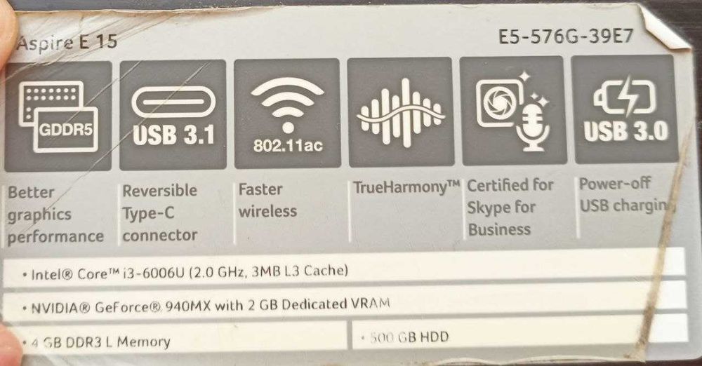 Ноутбук Asus Aspire E 15 e5-576g-39e7