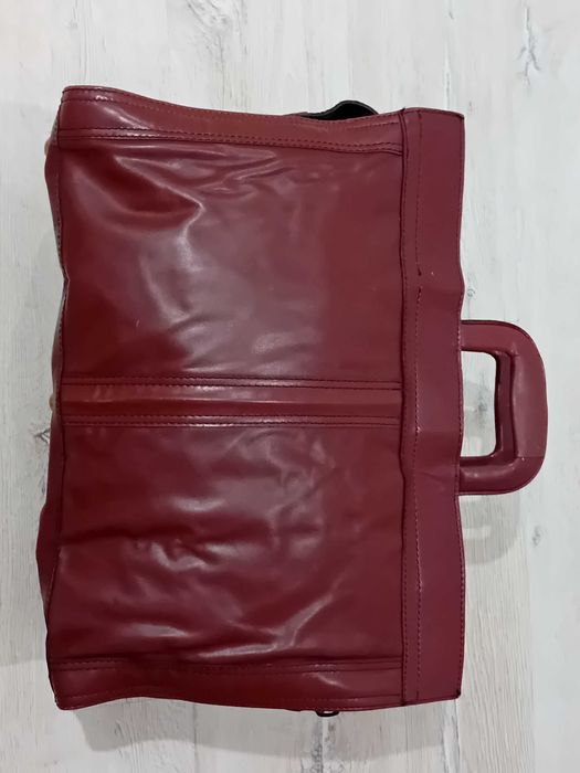 Geantă de mână din piele naturală roșu vin - Geantă messenger Boss