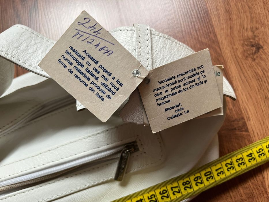 Geanta Amalfi alba din piele