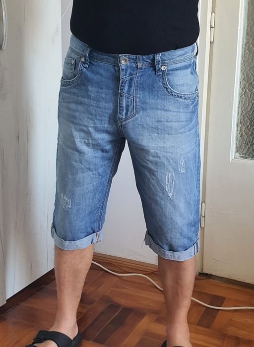 Exe Jeans W30 M pantaloni scurți denim albaștri bărbați casual vară jeans shorts