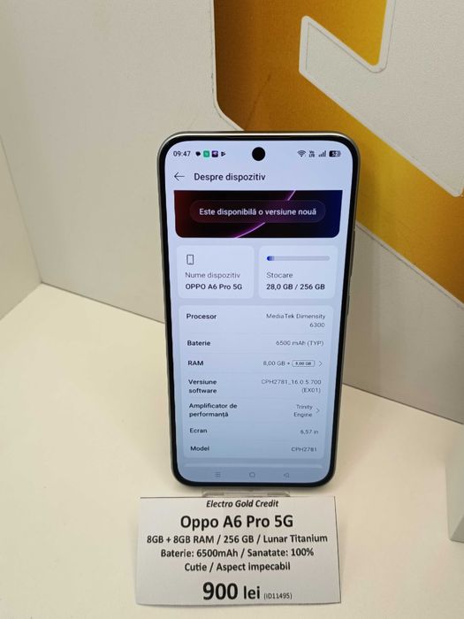 Oppo A6 Pro 5G 8+8GB RAM/256GB/Lunar Titanium/Stare impecabila! ID11495