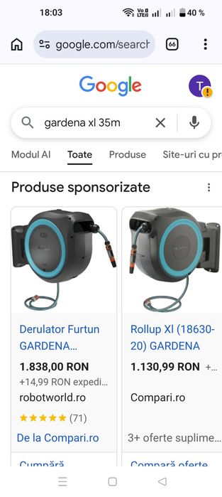 Tambur cu furtun Gardena  dispozitiv perete roll-up + furtun 35 m