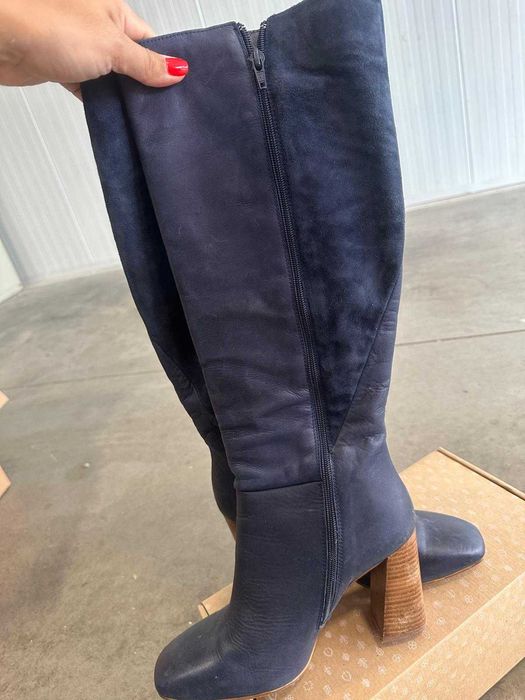 Cizme piele albastru bleumarin mov 40