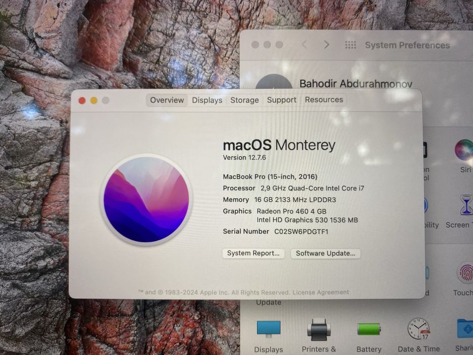 Macbook Pro ( 16 GB RAM, 1 TB SSD )