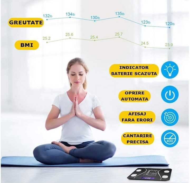 Cantar Electronic Inteligent Aplicatie Smart Ecran Iluminat Termometru