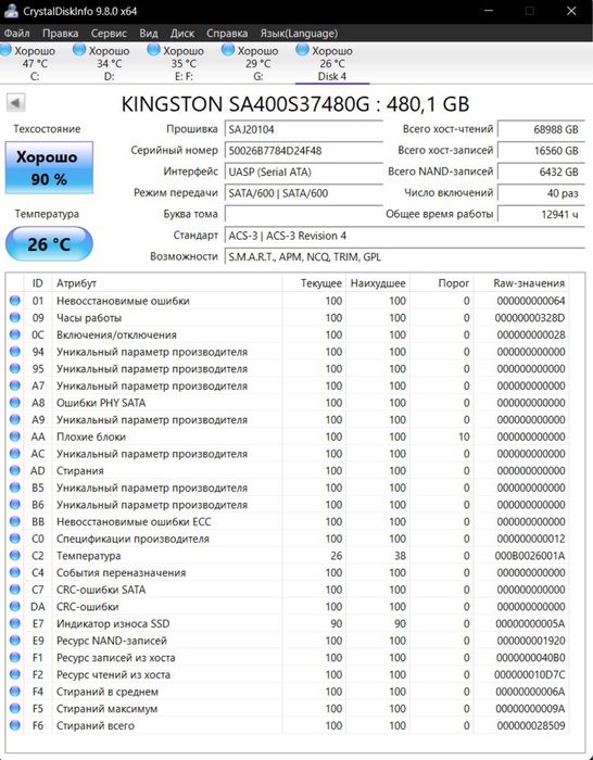 SSD 480Gb Kingston