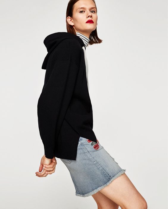 Zara пола с висока талия и бродерия