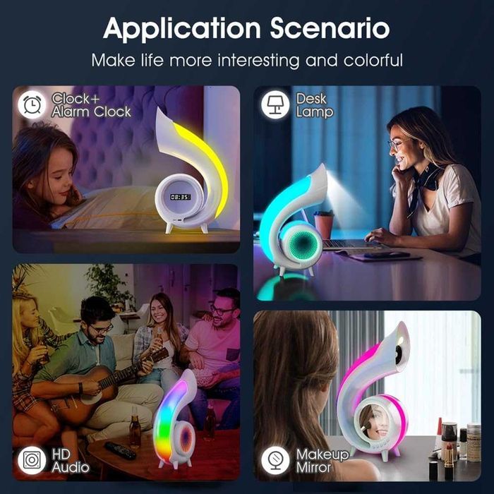 Led Лампа с Bluetooth Високоговорител, RGB с Блутут и Часовник