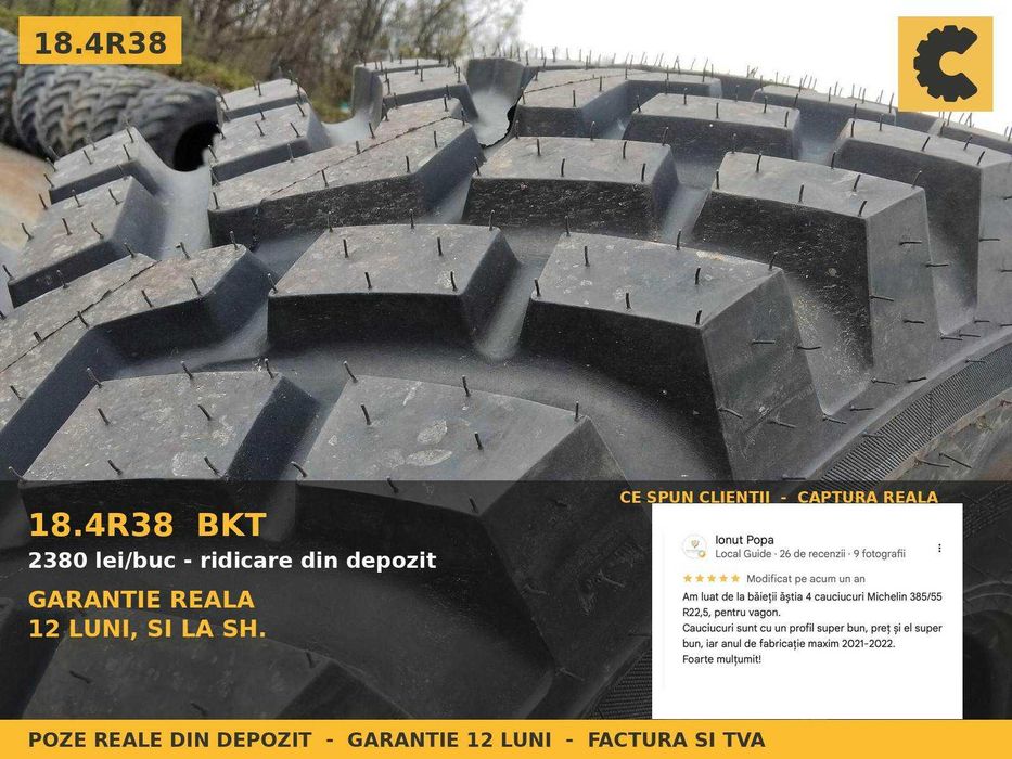 Cauciucuri 18.4-38 18.4R38 480/80R38 BKT ANVELOPE Tractor Spate U650 U683 Zetor MTZ Fiat SH GARANTIE Factura TVA Livrare
