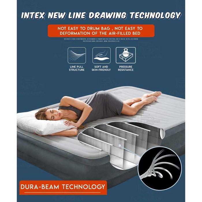 Кровать надувной INTEX-137х191х33 см. Насос сумка и доставка бесплатно