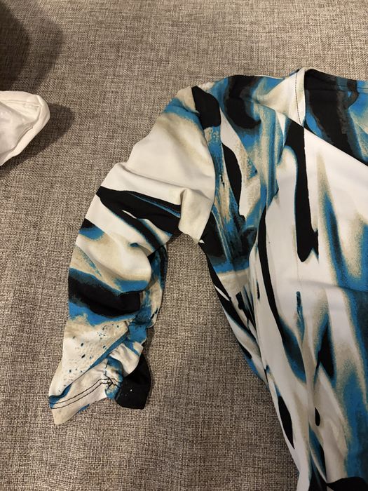 Bluză Style&Co. Petite cu imprimeu abstract albastru și negru, XS
