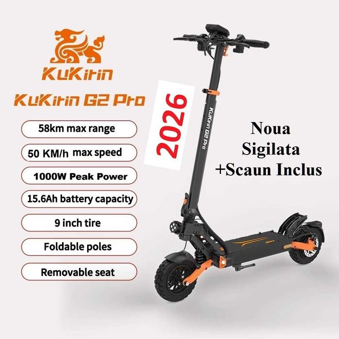 Sigilata‼️ Kukirin G2 PRO‼️ 2026‼️Noua  Nedesfacuta cutia, NOUA  CU scaun Inclus,  50Km/h viteza si 55Km autonomie