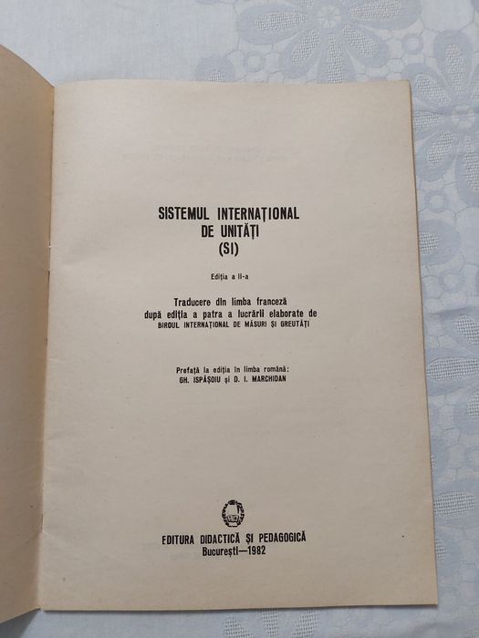 Sistemul Internațional De Unități (SI) București,1982