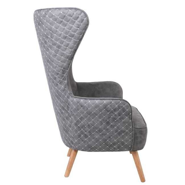 Кресло DOVELA, дървена рамка и капитонирана ленена дамаска в два цвята