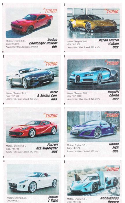 2021 Car Turbo Картинки От Дъвки Кар Турбо 1-40 Цяла Серия +4 Опаковки