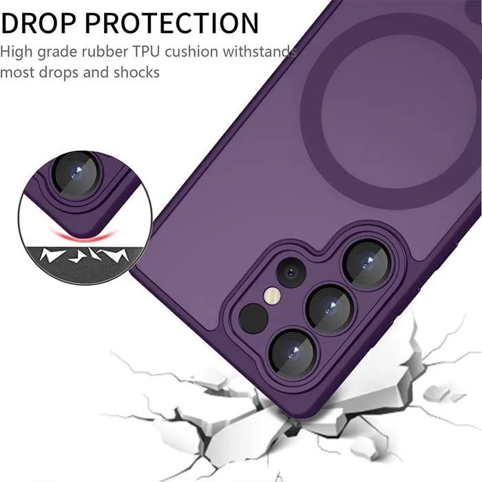 Матов magsafe кейс за samsung galaxy s26 ultra - лилав - със защита на