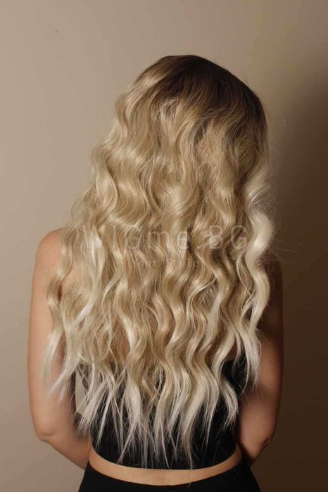 Дълга руса лейс фронт перука на вълни Елиз