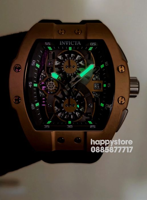 INVICTA Racing Strada Gold/Green 47 mm, Инвикта нов ръчен часовник