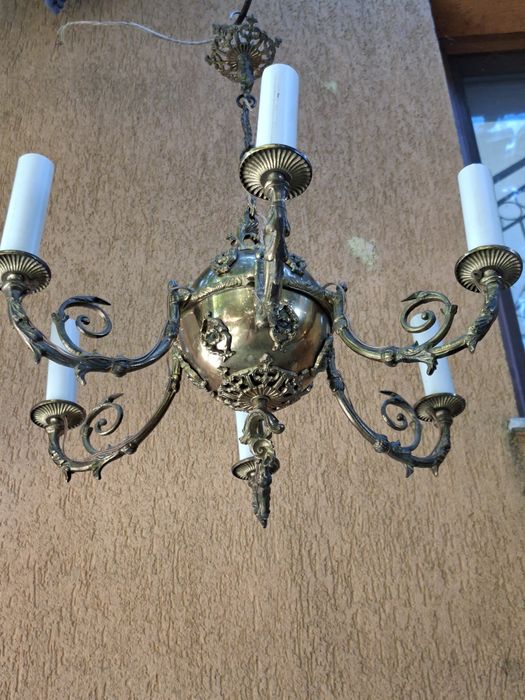 Candelabru vintage, bronz si alamă