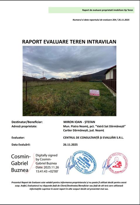 Teren intravilan cartier rezidențial 761 mp