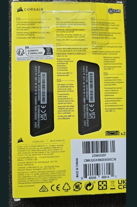 Ram Corsair Vengeance Kit 32GB DDR5 6000MHz CL36