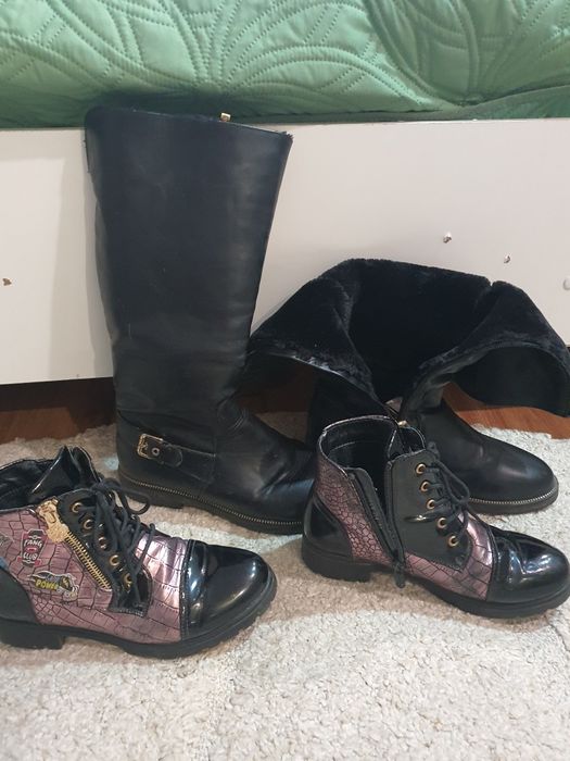 Обувь зимняя натуральный мех и кожа 38 размер и полуботинки 33 размер