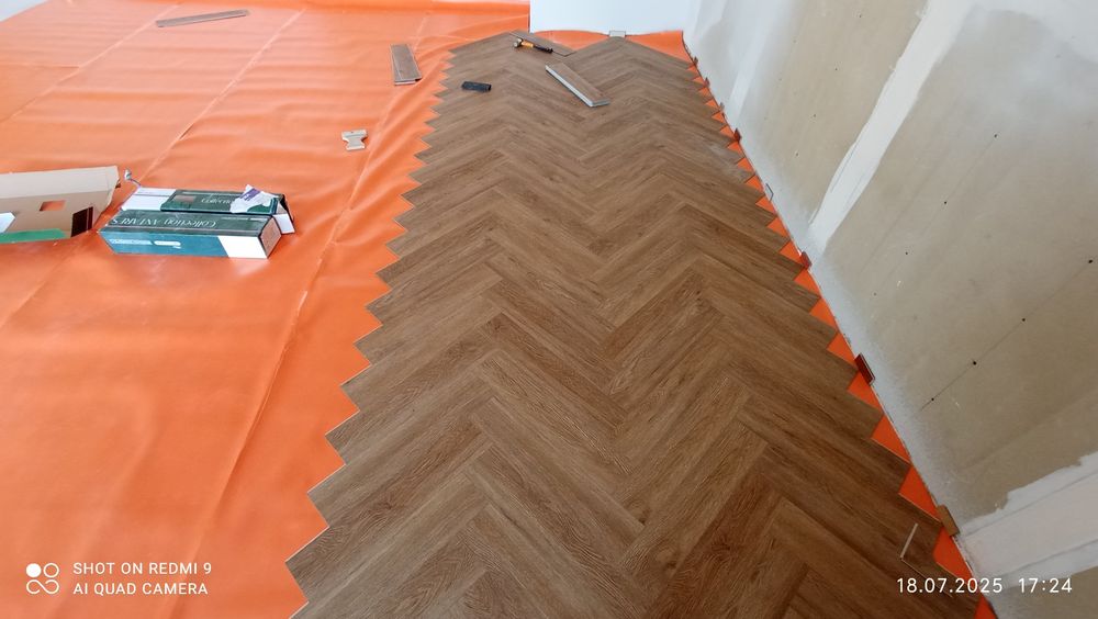 Укладка ламината Ёлочкой.