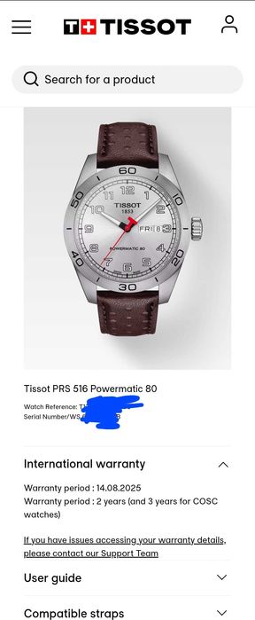 Tissot PRS 516 автоматичен в гаранция
