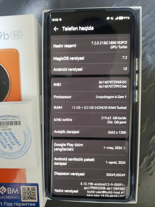 HONOR X9b 5G yangi 1 yil kafolat